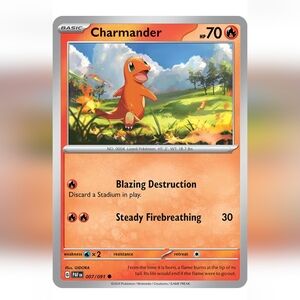 Charmander Pokemon Card 🔥 70 HP 🟡 007/091